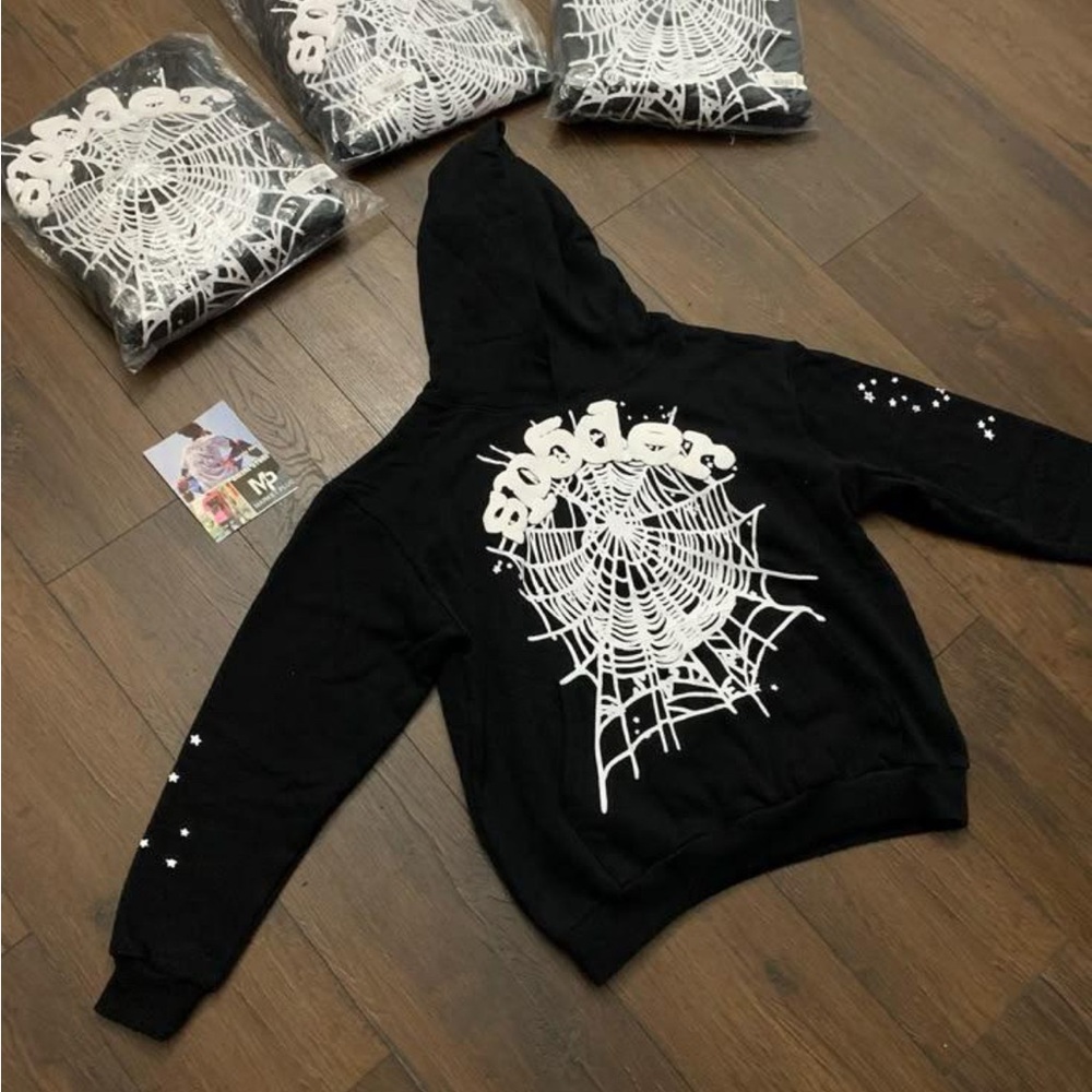Black Spider Web Hoodie Cardigan